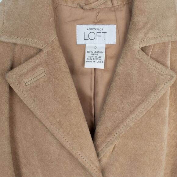 Vintage 90s Y2K Neutral Tan Suede Fitted Jacket XS - Picture 3 of 5